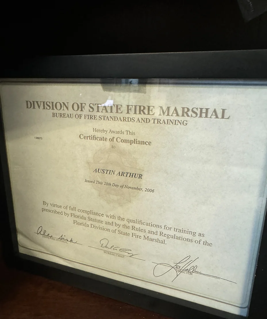 Florida State Fire Marshal Certificate of Compliance