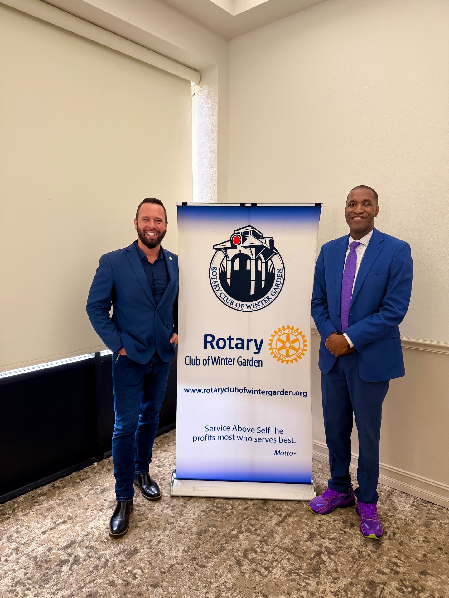 Austin Arthur with Orange County Commissioner Mike Scott, District 6, at a Rotary Club of Winter Garden event