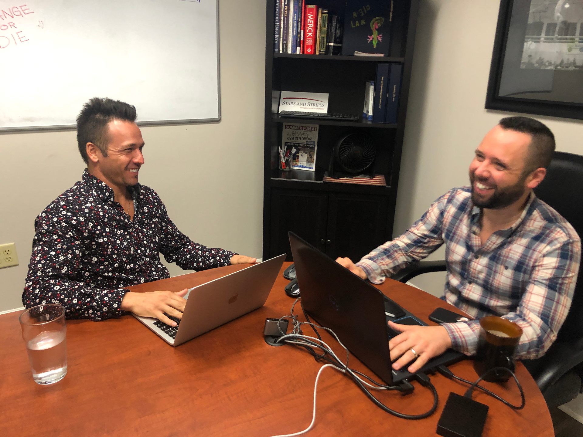 Laptops open, coffee going: the brothers building Stars and Stripes.