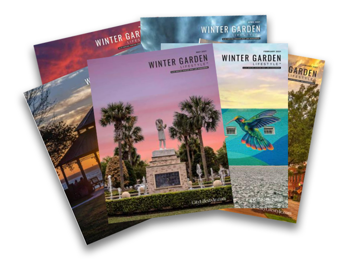 Stack of Winter Garden Lifestyle magazine covers