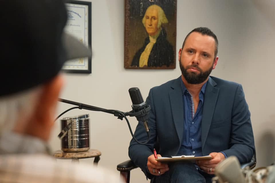 Austin recording an After Thought episode