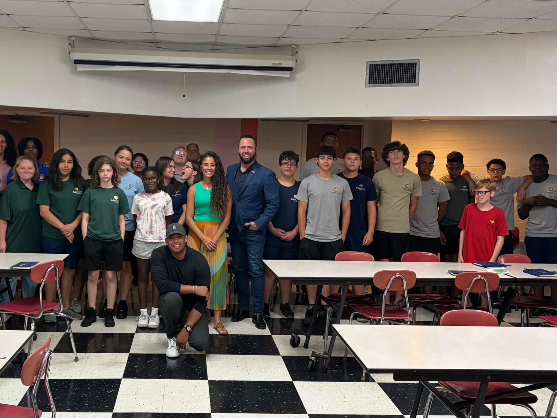Austin Arthur with students at Edgewood Children's Ranch