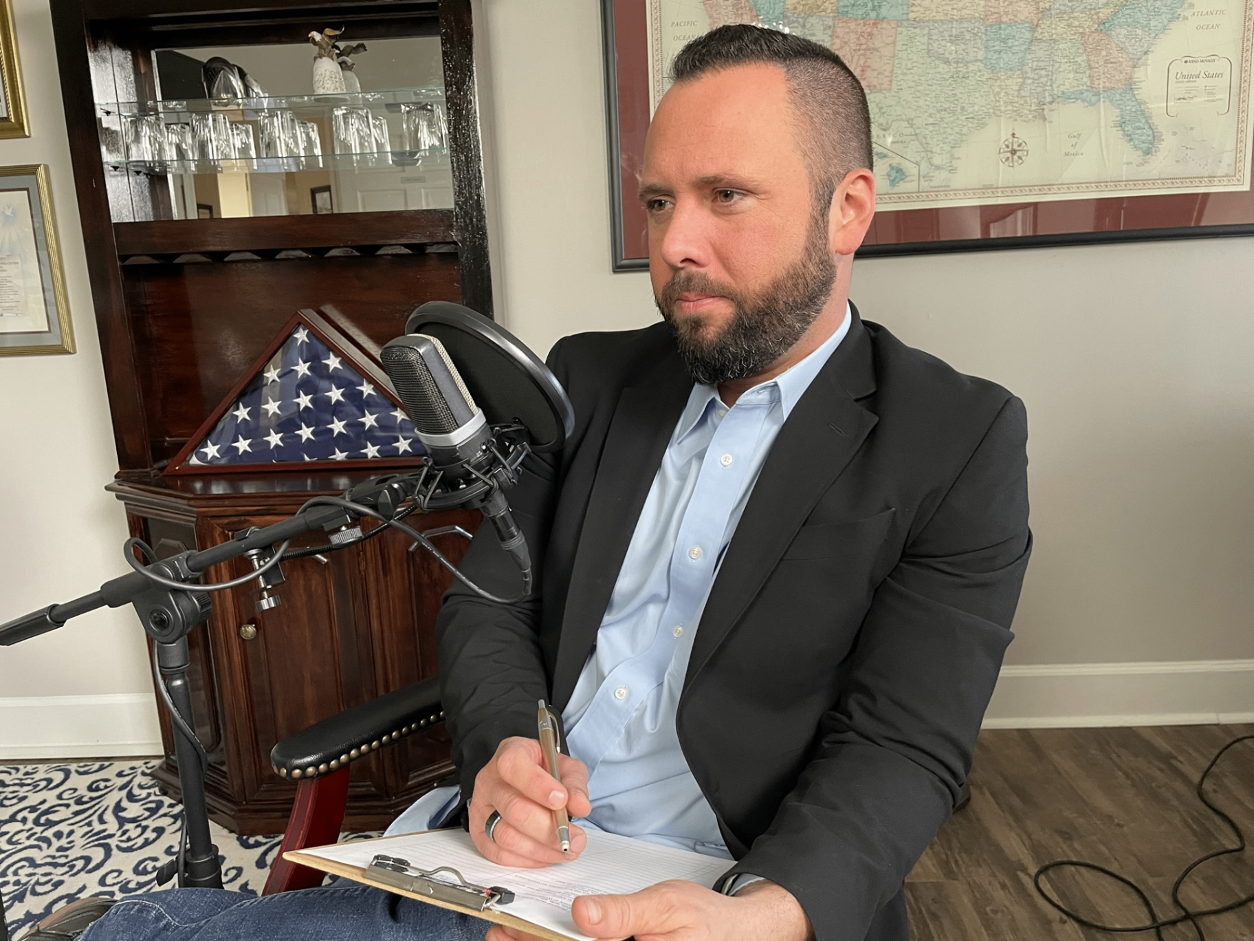 Austin Arthur recording an episode of After Thought