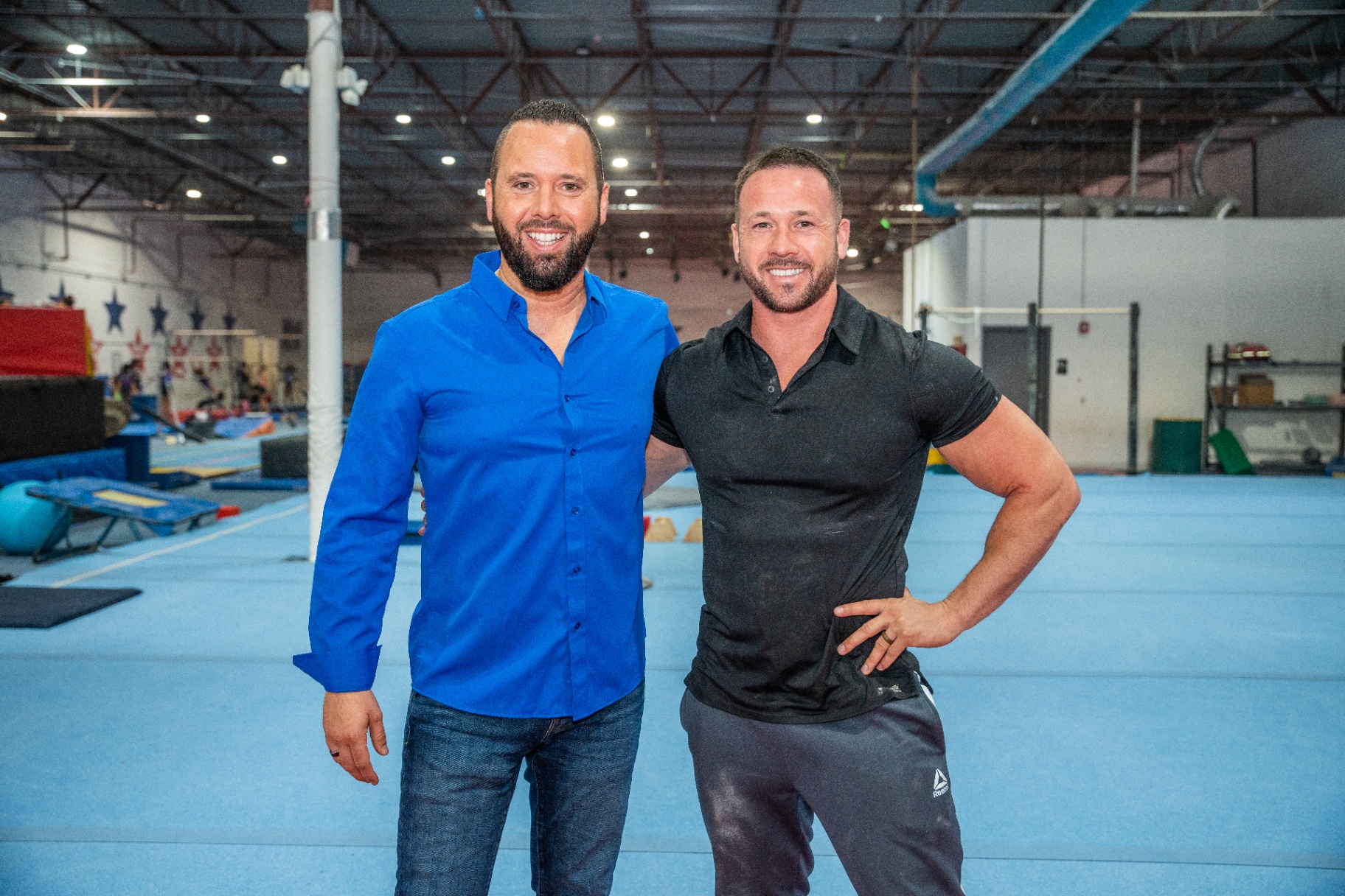 Austin and Zander on the gym floor.